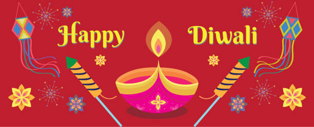 kolorowy projekt plakatu na diwali festival - happy holidays stock illustrations