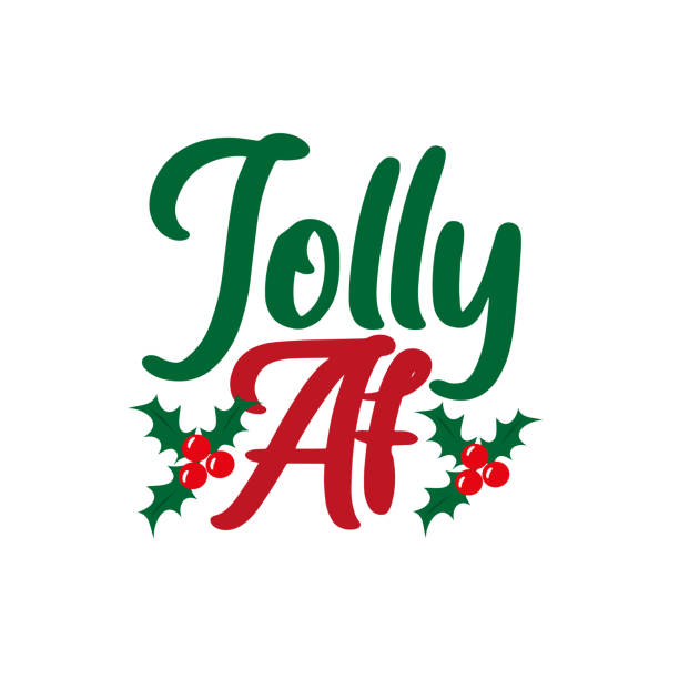 bildbanksillustrationer, clip art samt tecknat material och ikoner med jolly af-rolig text till jul med mistel - santa hat