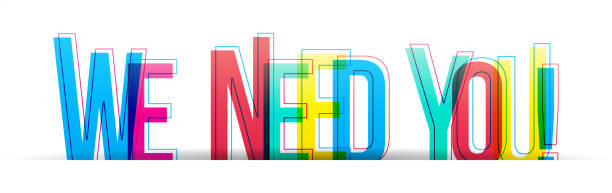 kreatywne nakładające się litery napisu ''we need you'' - weakness stock illustrations