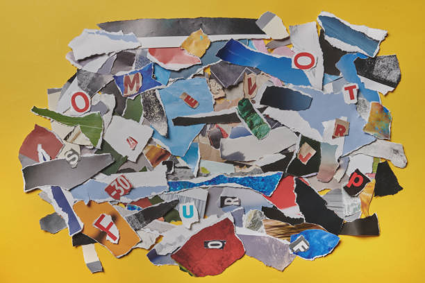 istock Paper scrap collage top view as background 1266764957