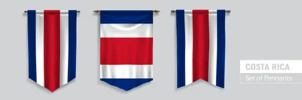 Vector illustration of Set of Costa Rica waving pennants on isolated background vector illustration