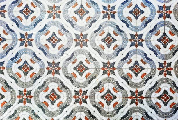 textura de pavimentos con formas circulares y estelares - byzantine fotografías e imágenes de stock