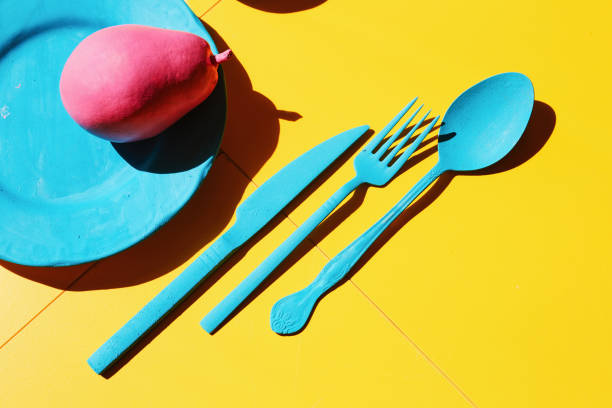 istock Kitchen utensils and dining collection painted with acrylic paints 1266766279