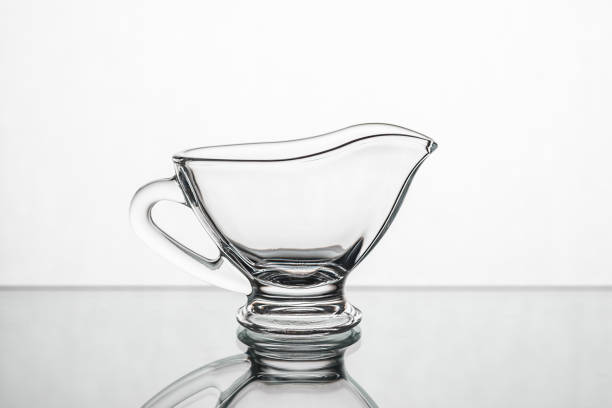 istock Empty clear glass gravy boat isolated on a white background 1266766759
