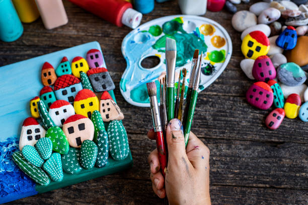 istock Hobby paintings made with stones. 1266770054