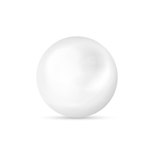 glänzende realistische weiße perle symbol auf weißem hintergrund isoliert auf weißem hintergrund. vektor-illustration. - pearl oyster shell white stock-grafiken, -clipart, -cartoons und -symbole
