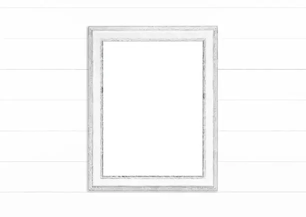 White vintage frame on white background - Mockup for your design