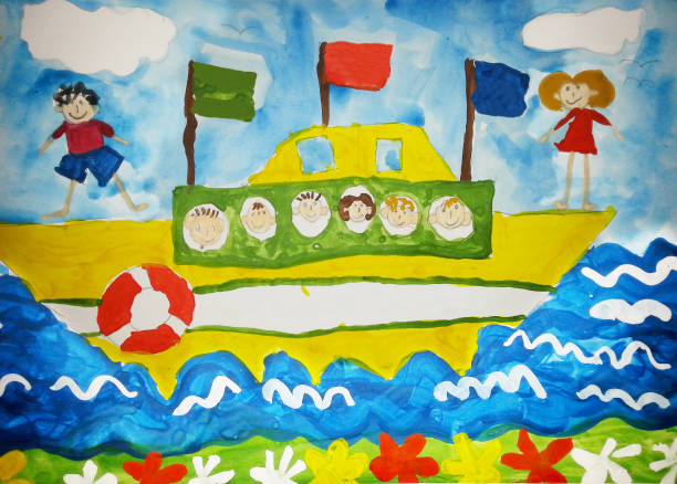 istock Children travel by ship in sea. 1266775090