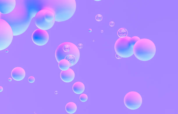 istock Abstract 3d art background. Holographic floating liquid blobs, soap bubbles, metaballs. 1266776355