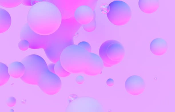 istock Abstract 3d art background. Holographic floating liquid blobs, soap bubbles, metaballs. 1266776393