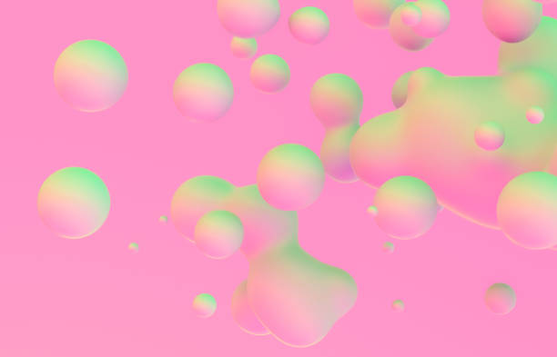 istock Abstract 3d art background. Holographic floating liquid blobs, soap bubbles, metaballs. 1266776457