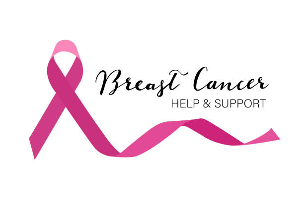 breast cancer pomoc i wektor ręczny z różową wstążką dla wsparcia miesiąc świadomości października - pink ribbon alertness breast cancer awareness stock illustrations