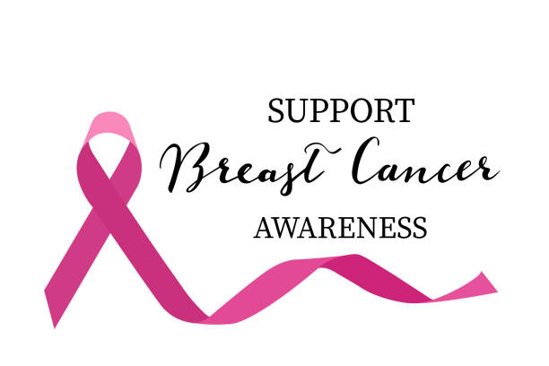 wsparcie raka piersi ręczny wektor napis z różową wstążką, październikowy miesiąc świadomości. - pink ribbon alertness breast cancer awareness stock illustrations
