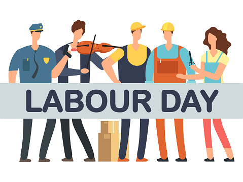 Ilustración de Bandera Del Día Del Trabajo Con Profesionales De Dibujos Animados Aislados Sobre Fondo Blanco y más Vectores Libres de Derechos de Día del Trabajo - Festividad norteamericana - iStock Ilustración de Bandera Del Día Del Trabajo Con Profesionales De Dibujos Animados Aislados Sobre Fondo Blanco y más Vectores Libres de Derechos de Día del Trabajo - Festividad norteamericana - iStock