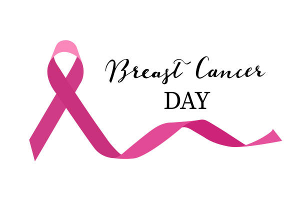breast cancer day ręczny wektor z różową wstążką, październikowy miesiąc świadomości. - pink ribbon alertness breast cancer awareness stock illustrations