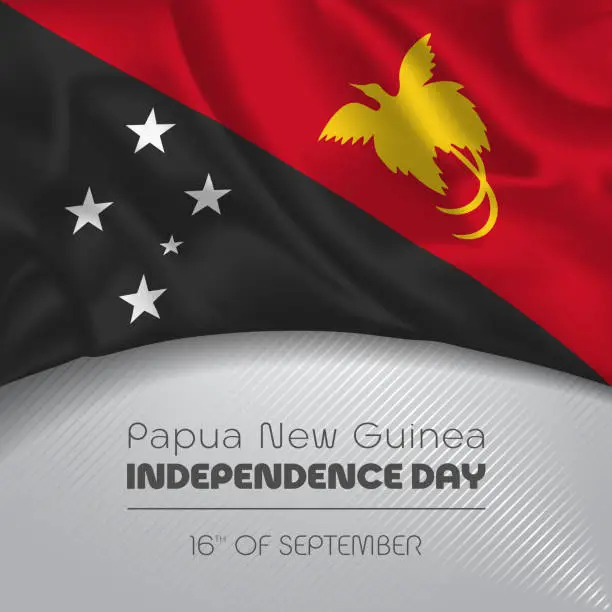 Vector illustration of Papua New Guinea happy independence day greeting card, banner vector illustration