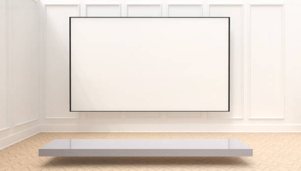 istock Mock up white frame Gallery Art Concept and Modern wall Minimal Room Display on wall White background -3d rendering 1266780342