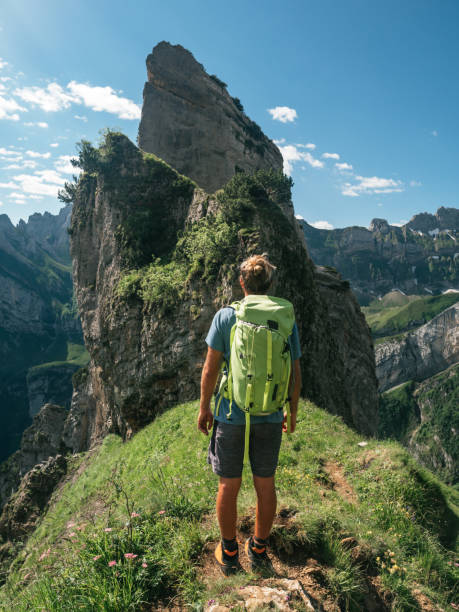 istock Man hikes in the Swiss Alps 1266780451