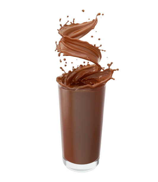 Piece of melted chocolate bar isolated on white background. Chocolate drips.