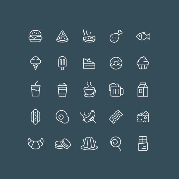 Vector illustration of Food & Drink Line Icons Editable Stroke