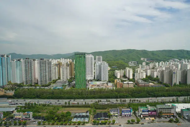 Bundang, Seongnam, Gyeonggi-do, Korea, aerial photography taken by drone