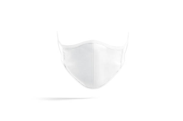 Blank White Fabric Face Mask Mock Front View Stock Photo - Download Image Now - Face Mask, White Color, Textile - iStock