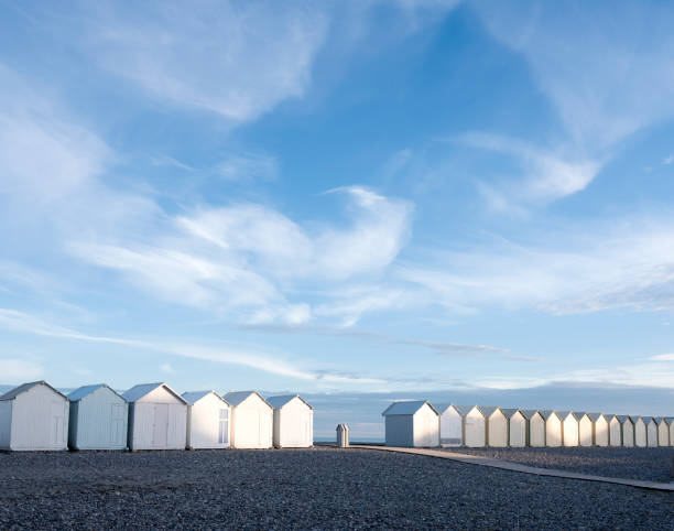 istock beach huts in cayeux s mer in french normandy under blue sky 1266782454