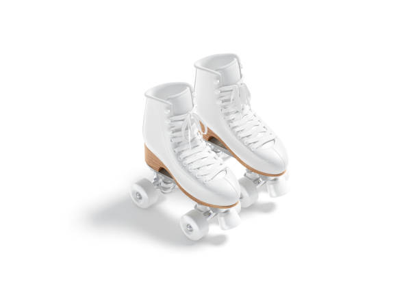 istock Blank white roller skates with wheels mockup pair, side view 1266784205