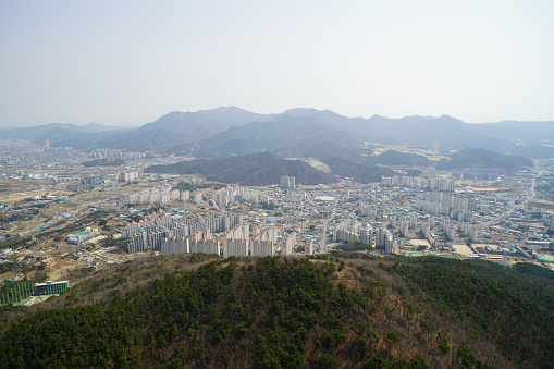 Yangsan, Gyeongsangbuk-do, Gyeongsang-do, Korea, aerial photography taken by drone