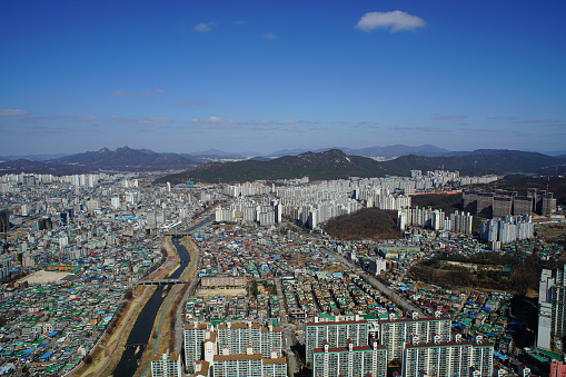 Uijeongbu, Gyeonggi-do, Korea, aerial photography taken by drone