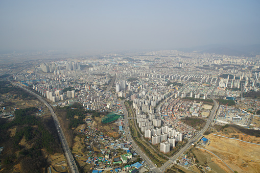 Cheongju, Chungcheongnam-do, Chungnam, Korea, aerial photography taken by drone