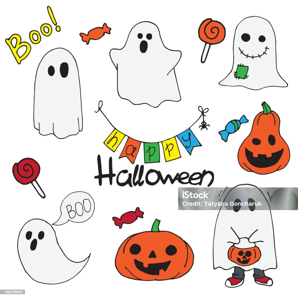 Bộ Ảnh Màu Sắc Dễ Thương Cho Halloween Bản Vẽ Theo Phong Cách ...