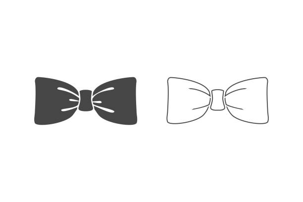 Black bow tie vector line icon set isolated on white background Black bow tie vector line icon set isolated on white background prom fashion stock illustrations