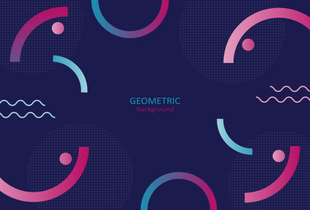 Abstract geometric template with semi-circle shapes and dots pattern on dark background. Abstract geometric template with semi-circle shapes and dots pattern on dark background. Element design with copy space for text. Vector Illustration. semi circle stock illustrations