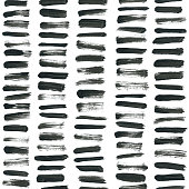 istock Set of short single horizontal uneven irregular messy hand-painted lines on a white piece of paper - vector file with isolated objects with visible brush strokes and imperfections 1266800918