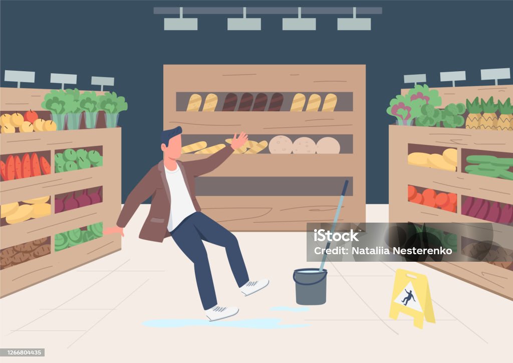 Falling Shop Customer Illustration Stock Illustration - Download Image Now  - Misfortune, Supermarket, Store - iStock