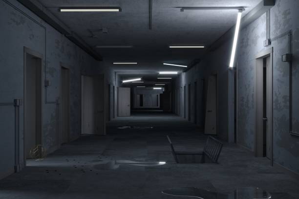 istock Post apacalypse corridor of the secret laboratory 1266807062