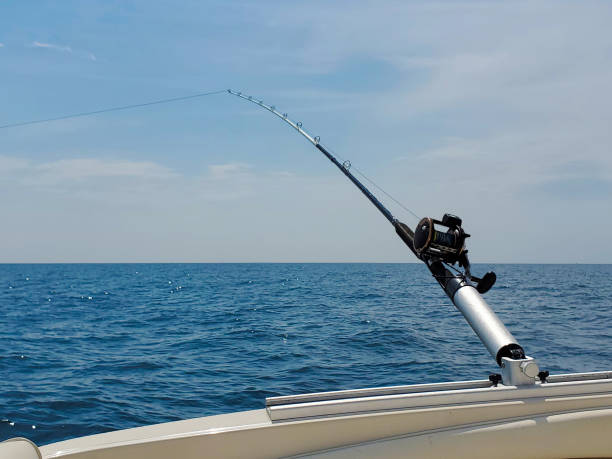 istock salmon fishing rod on boat 1266809821