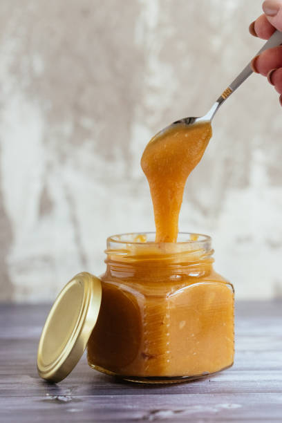 istock homemade caramel in a jar with a spoon 1266809918