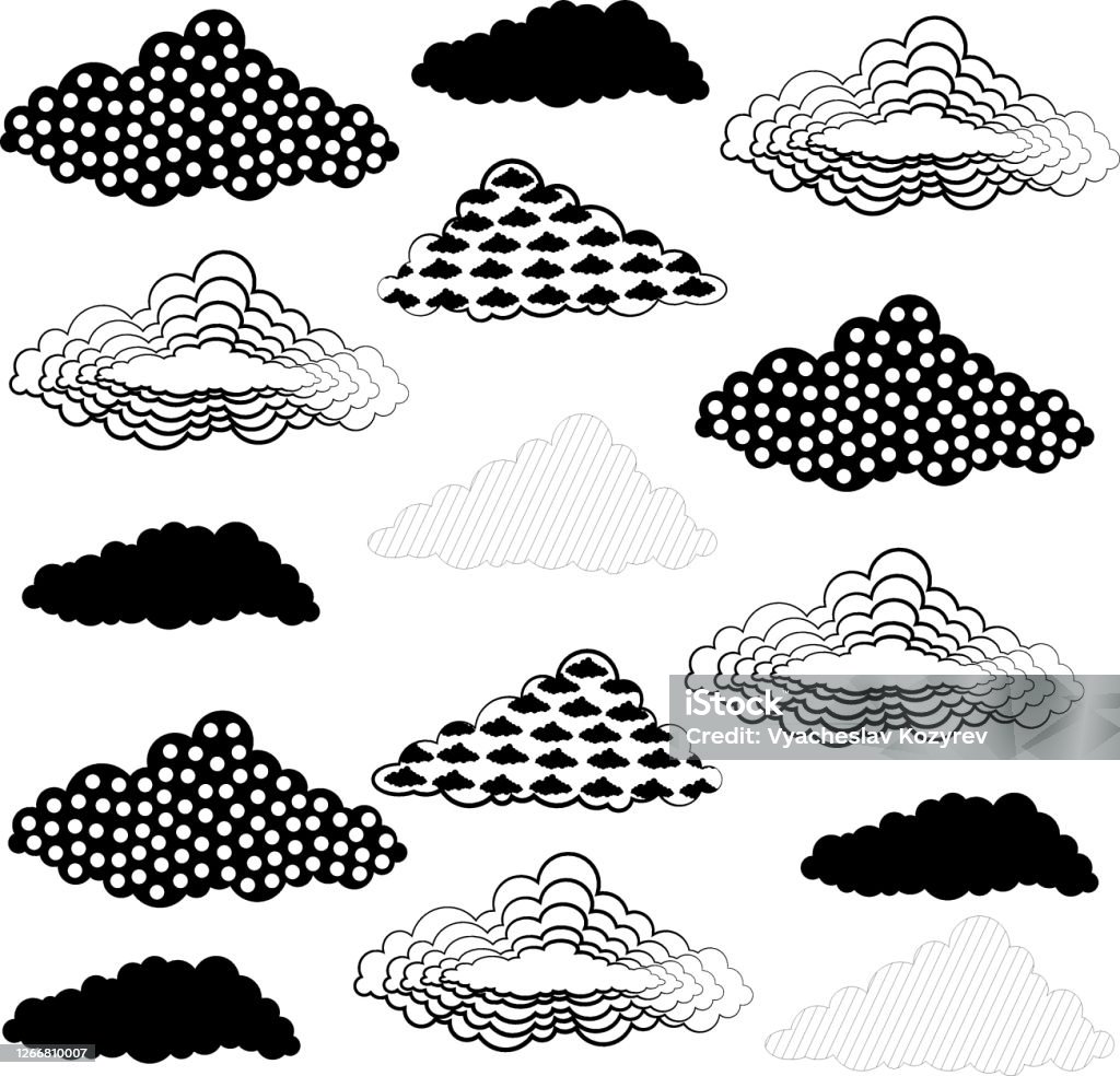 Mây Đơn Sắc Tô Màu Ảo Ảnh Quang Học Bản Vẽ Các Đám Mây Đen Trắng ...