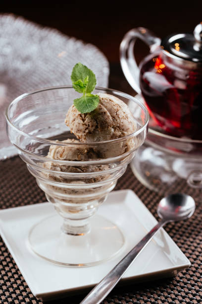 istock chocolate ice cream with a sprig of mint 1266810134