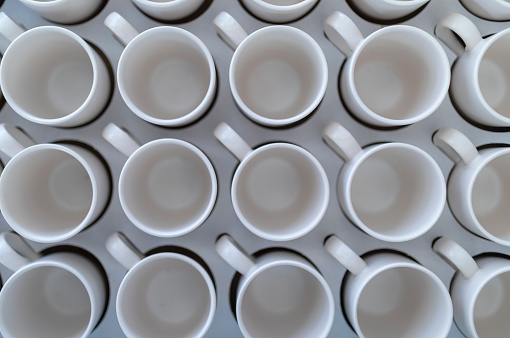directly abone View of Coffee cups in a row