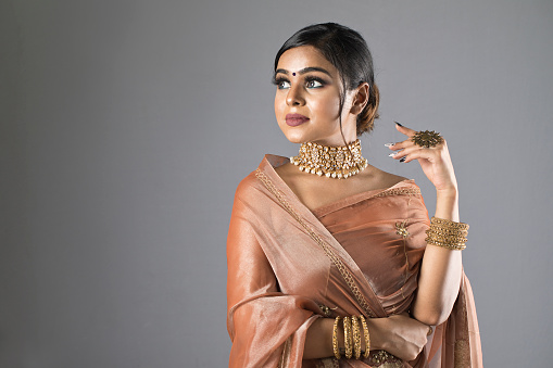 Portrait of beautiful Indian woman in sari