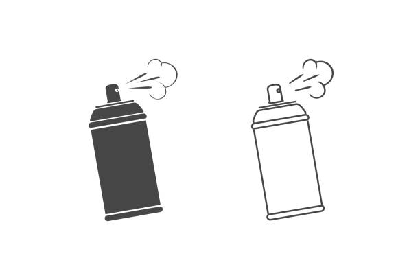 sprühliniensymbol gesetzt. vektorkonzept-illustration für design - gas can stock-grafiken, -clipart, -cartoons und -symbole