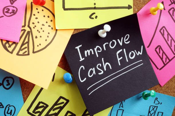 Improve cash flow. Reminder pinned to board. Improve cash flow. Reminder pinned to the board. cash flow photos stock pictures, royalty-free photos & images