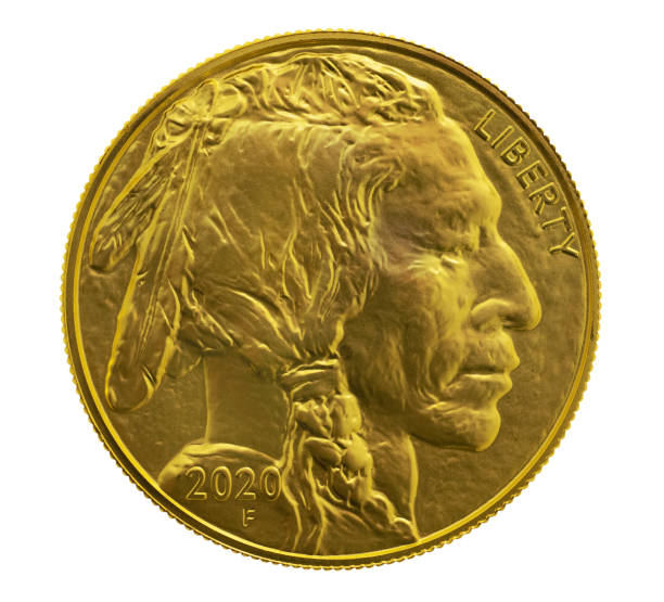 istock Gold $ 50.indian head 1 oz. coin, isolated 1266821830