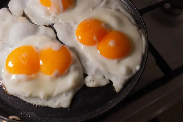 Fried eggs. Two eggs with two yolks.