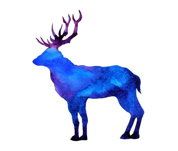 istock abstract art deer big horn watercolor painting illustration design hand drawing 1266823211