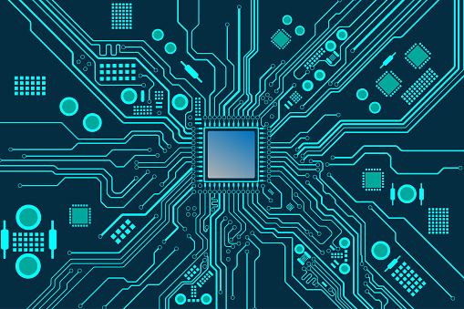 Computer Proces Image Processor Computer With A Horizontal Processing System Circuit Stock ...