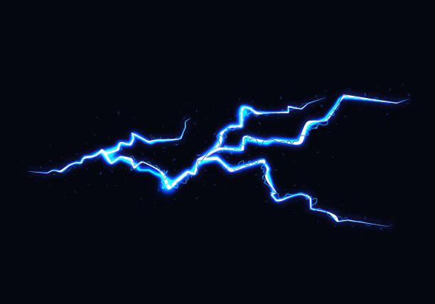 istock Vector Illustration of Abstract Blue Lightning on Black Background. Power Energy Charge Thunder Shock. 1266826160